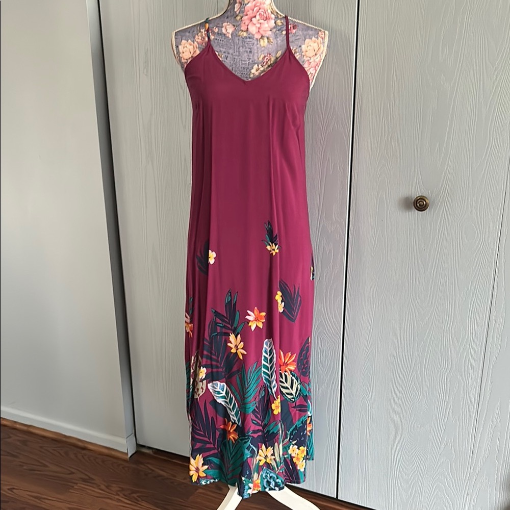 Old Navy Burgundy Floral Maxi Dress